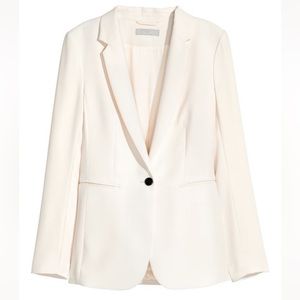 H&M Cream Fitted Blazer with Black Accent Button, size 2